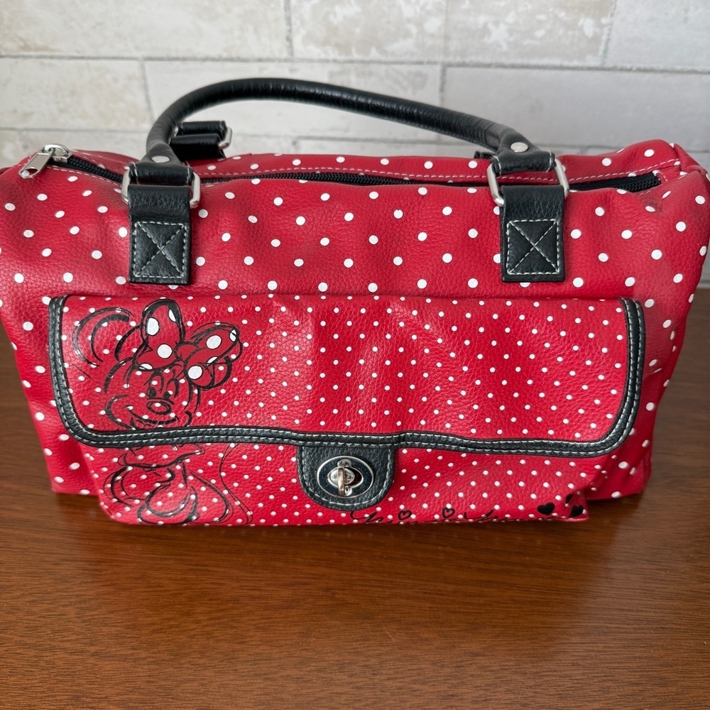 Disnrey Parks Minnie Mouse Red White Polka Dot Purse Handbag Sketch Art